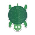 Vector sticker cartoon illustration of a cute smiling happy turtle character.