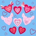 Colorful vector sticker hearts