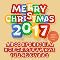 Vector sticker Merry Christmas 2017 greeting card