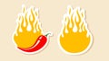 Vector stickers with chilli pepper and fire for special offer. Vector set banners with chili pepper Royalty Free Stock Photo