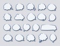 Vector stickers of speech hand draw bubbles set white color with shadow Royalty Free Stock Photo