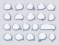 Vector stickers of speech hand draw bubbles set white color with shadow Royalty Free Stock Photo