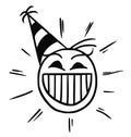 Vector Stickman Cartoon Of Happy Smiling Head With Party Hat