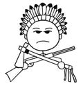 Vector Stickman Cartoon of Indian Tribal Chief