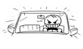 Vector Stickman Cartoon of Mad Car Driver