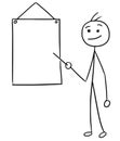 Vector Stickman Cartoon of Men Pointing at Empty Sign