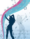 Vector stile girl with stars and music notes Royalty Free Stock Photo