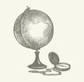 Vector still life: a globe, books, map and compass Royalty Free Stock Photo