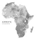 Vector stippled relief map of Africa