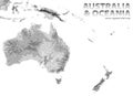 Vector stippled relief map of Australia and Oceania