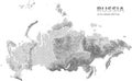 Vector stippled relief map of Russia