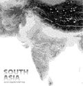 Vector stippled relief map of South Asia