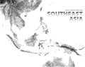 Vector stippled relief map of Southeast Asia