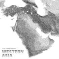 Vector stippled relief map of Western Asia