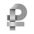 Vector Stippled Russian Rouble sign icon. Ruble currency symbol.