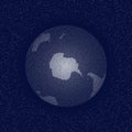 Vector stippled world stylized globe. South Pole.