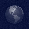 Vector stippled world stylized globe. View of America. Royalty Free Stock Photo