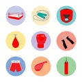 Vector stock boxing and fighting icons set