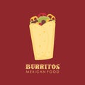 burritos mexican food illustration flat design vector stock