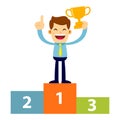 Businessman Standing On Podium As A Winner Royalty Free Stock Photo