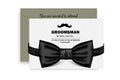 Vector stock illustration of the best man's invitation. Wedding card template with a quote. Tuxedo, shirt, bow tie