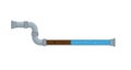 A vector stock illustration with clogged pipe and trash inside isolated on a white background. The sectional pipe is blocked,