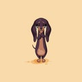 Vector stock illustration emoji of cartoon character dog talisman, phylactery hound, mascot pooch, bowwow dachshund Royalty Free Stock Photo