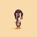 Vector stock illustration emoji of cartoon character dog talisman, phylactery hound, mascot pooch, bowwow dachshund Royalty Free Stock Photo