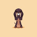 Vector stock illustration emoji of cartoon character dog talisman, phylactery hound, mascot pooch bowwow dachshund Royalty Free Stock Photo