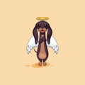 Vector stock illustration emoji of cartoon character dog talisman, phylactery hound, mascot pooch, bowwow dachshund Royalty Free Stock Photo