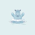 Vector Stock Illustration isolated Emoji character cartoon ballerina Hippopotamus sits in splits Royalty Free Stock Photo