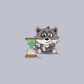 Wolf cub pup sticker emoticon sits at hourglass