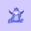 Vector Emoji character cartoon dragon dinosaur approves with thumb up sticker emoticon Royalty Free Stock Photo