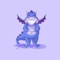 Vector Emoji character cartoon dragon dinosaur with a huge smile Royalty Free Stock Photo