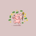 Kitty sticker emoticon jump for joy money