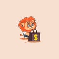 Lion sticker emoticon speech about money