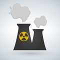 Vector Stock illustration of nuclear power plant in flat style, nuclear sign, power generation, cooling tower, reactor unit, venti Royalty Free Stock Photo