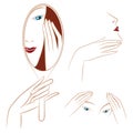 Vector stock. Infographics. Beautiful girl caring for her face. Royalty Free Stock Photo