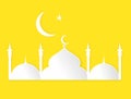 Vector stock of islamic mosque silhouette. islamic ramadan festival with moon and masjid.