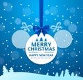 Vector stock Merry Christmas and Happy New Year 2018 blue greeting card template decorations with Xmas ball and winter Royalty Free Stock Photo