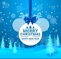 Vector stock Merry Christmas and Happy New Year 2018 blue greeting card template decorations with Xmas ball and winter Royalty Free Stock Photo