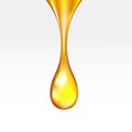 Vector stock supreme collagen gold drop of oil essence isolated on white background. Luxury Premium gold shining serum