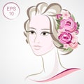 Vector Stock Woman Flowered Silhouette. Woman face