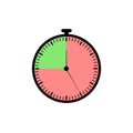 Vector Stopwatch Icon, Red and Green Colorful Time Meter, Isolated on White Background Illustration.