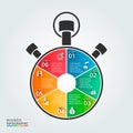 Vector stopwatch timeline infographic.