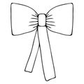 Vector straight bow in doodle style linear black