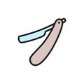 Vector straight razor flat color line icon.