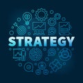 Vector Strategy round blue outline illustration