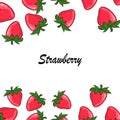 Vector strawberry frame . Red berry and white flower Royalty Free Stock Photo