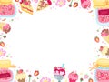 Vector strawberry horizontal banner on white background. Royalty Free Stock Photo